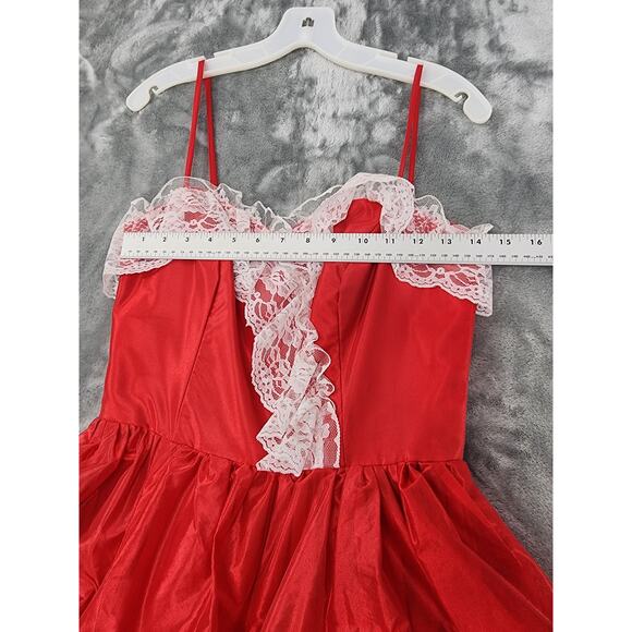 Vintage JCPenney Satin Lace Spaghetti Strap Sweetheart Gown Size 9/10 XS Red - Picture 9 of 11